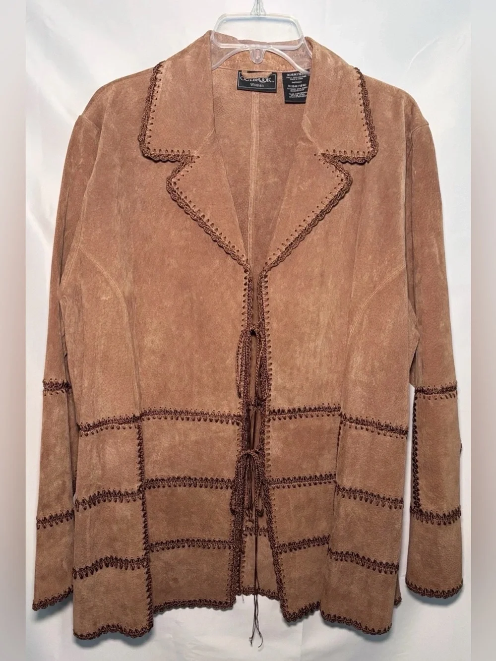 Vintage Outbrook Woman 100% Leather Suede Brown Boho Jacket Sz 1X (16W/18W)